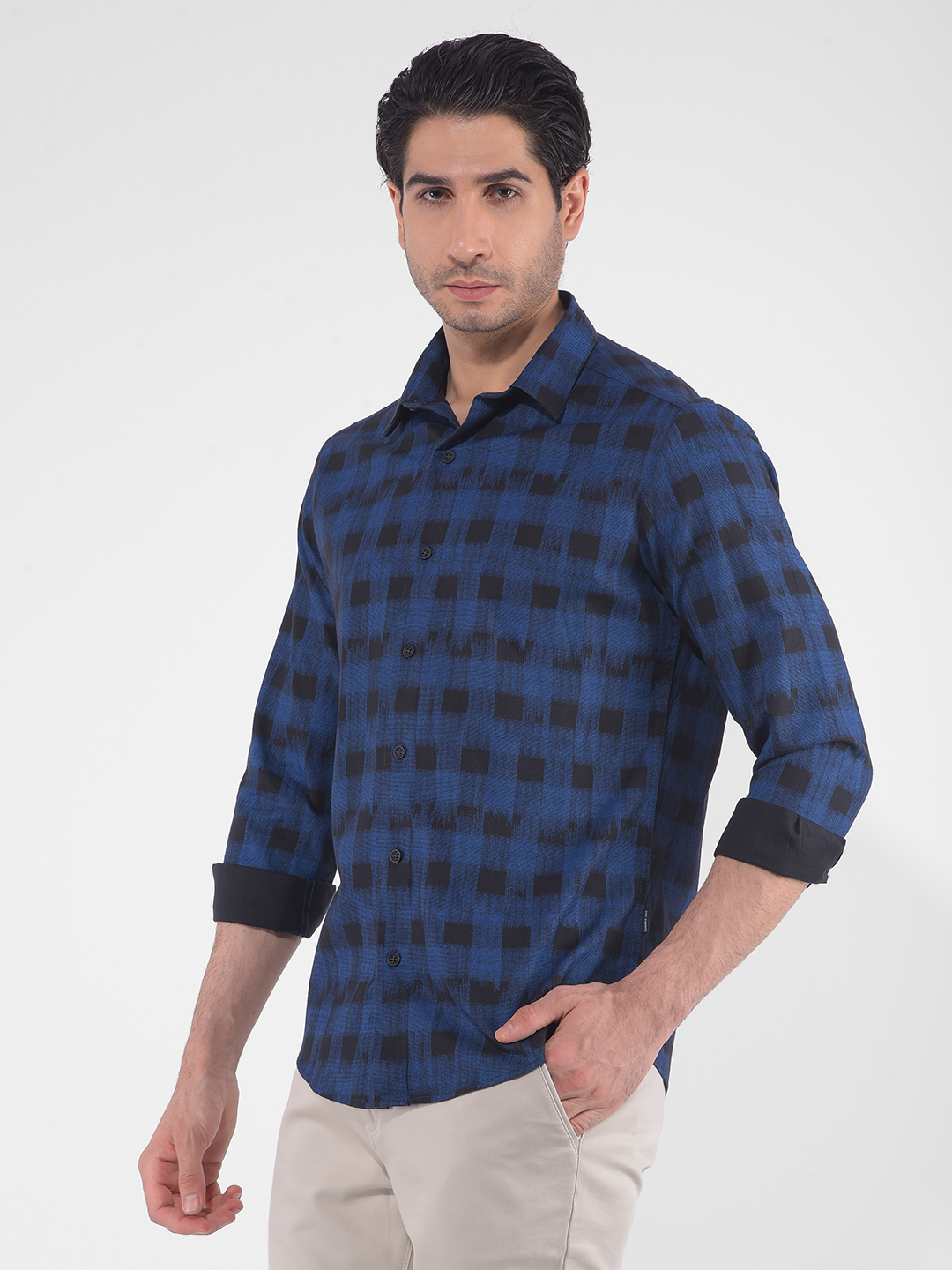 Numero Uno Men Checkered Blue Shirt